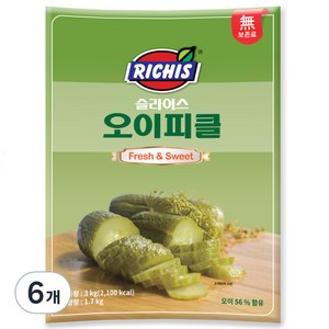 리치스 슬라이스 오이피클, 3kg, 6개