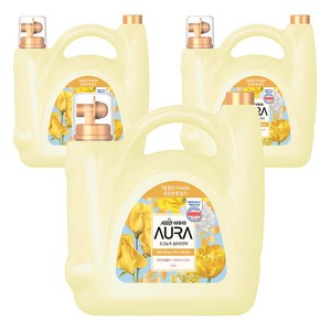 AURA 7일동안 지속되는 은은한 꽃 향기 섬유유연제 미드나잇 골드 본품, 5.5L, 3개