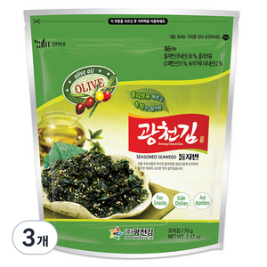 광천김 올리브 돌자반볶음, 70g, 3개