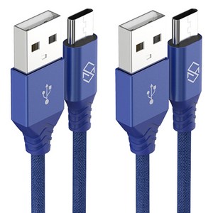 신지모루 USB-C 타입 더치 패브릭 케이블, 1m, 블루, 2개입