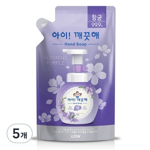 아이깨끗해 항균 폼 핸드솝 블루밍 퍼플 리필, 200ml, 5개