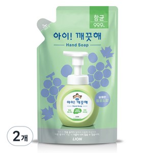 아이깨끗해 향균 폼 핸드솝 리필형 청포도향, 200ml, 2개