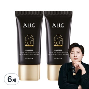 AHC 마스터즈 아쿠아 리치 선크림 SPF50+ PA++++, 30ml, 6개