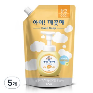 아이깨끗해 항균 폼 핸드솝 순 보송보송 파우더향 리필, 600ml, 5개