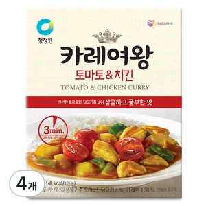 카레여왕 청정원 토마토 앤 치킨, 160g, 4개