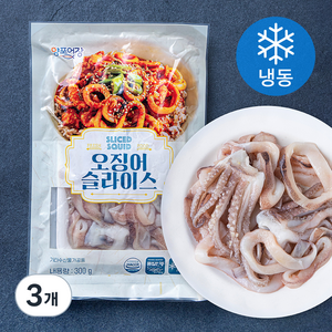 국내산 오징어슬라이스 (냉동), 300g, 3개