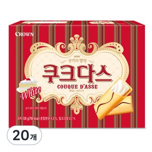 크라운 쿠크다스 화이트, 128g, 20개