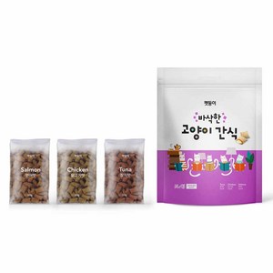 펫둥이 고양이 바삭한 간식 3가지맛, 혼합맛(연어/닭고기/참치), 50g, 1개