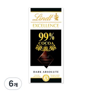 린트엑셀런스 다크 99% 초콜릿, 50g, 6개