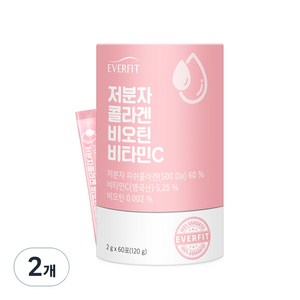 에버핏 어린 저분자 콜라겐 비오틴 비타민C 60포, 120g, 2개