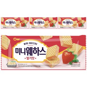 청우식품 미니웨하스 딸기맛, 80g, 4개