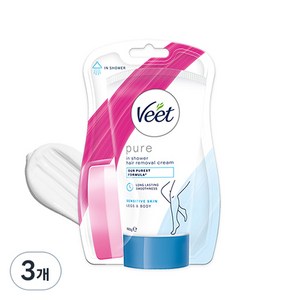 veet 인샤워 제모 크림 민감성 피부용, 150g, 3개