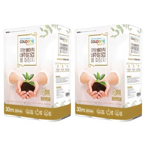 쿠팡베이직 네추럴 3겹 천연펄프 롤화장지 30m, 30개입, 2개