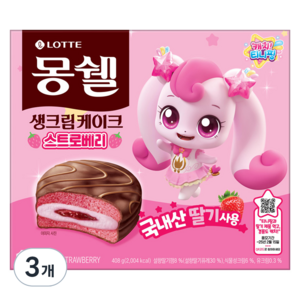 몽쉘 생크림 케이크 딸기 12p, 408g, 3개