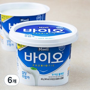 매일바이오 무가당 플레인, 450g, 6개