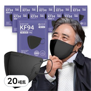 리벤스 에버퓨어 새부리형 황사방역마스크 특대형 KF94, 5개입, 20세트, 블랙