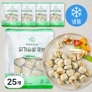 다즐샵 닭가슴살 큐브 청양고추맛 (냉동), 100g, 25개