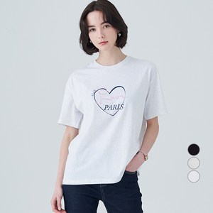 ELLEPARIS 여성용 루즈핏 Love 반팔 티셔츠