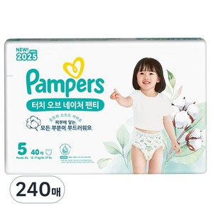 팸퍼스 2025 터치오브네이처 팬티형 기저귀 남여공용, 5단계, 240매