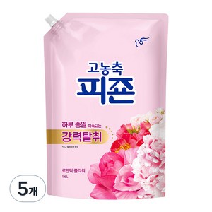 고농축 피죤 강력탈취 오리지널 로맨틱플라워 섬유유연제 리필, 1.6L, 5개