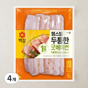 백설 햄스빌 두툼한 굿 베이컨, 340g, 4개