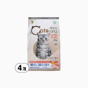 캐츠랑 전연령 고양이 비타플러스 건식사료, 닭 + 참치, 2kg, 4개