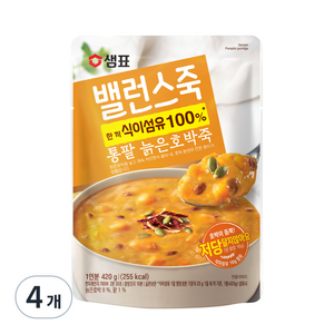 샘표 밸런스죽 통팥 늙은호박죽, 420g, 4개