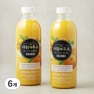 아침에주스 블랙라벨 오렌지주스, 6개, 750ml