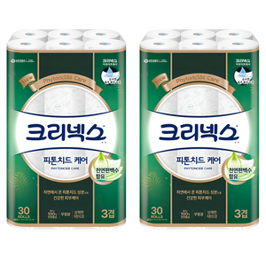 크리넥스 피톤치드 케어 천연펄프 3겹 고급롤화장지, 27m, 30개입, 2개