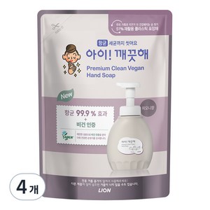 아이깨끗해 프리미엄 클린 비건 핸드워시 피오니향 리필, 400ml, 4개