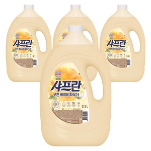 샤프란 섬유유연제 코튼 베이비파우더 플러스 본품, 3.1L, 4개