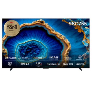 TCL 4K UHD QD Mini LED 스마트TV, 248cm(98인치), 98C755, 벽걸이형, 방문설치