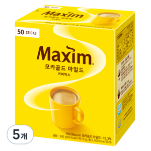 맥심 모카골드 마일드 커피믹스, 12g, 50개입, 5개