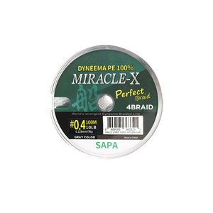 싸파 MIRACLE X 퍼펙트 브레이드 합사 낚싯줄 100m, Gray, 1개