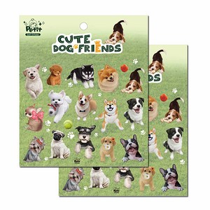 쁘띠팬시 DA5440 Cute Dog Fiends 스티커, 혼합 색상, 2개입