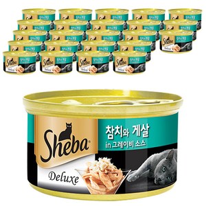 쉬바 반려묘용 간식 캔, 혼합맛(참치/게살), 85g, 24개