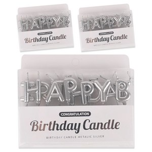 조이파티 해피벌스데이 생일초, 메탈릭실버, 3개, 20g