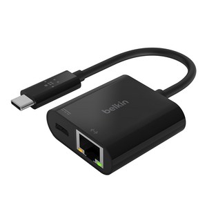 벨킨 USB-C to 이더넷 + C타입 60W PD 충전 어댑터 기가비트지원 썬더볼트3 호환 젠더 INC001, 1개