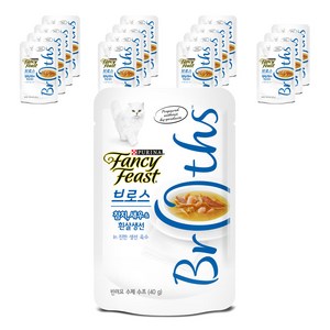 팬시피스트 브로스 고양이 간식 파우치 생선, 참치 + 새우 + 흰살생선 + 진한 생선 육수 혼합맛, 40g, 16개