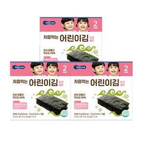 베베쿡 처음 먹는 어린이 김 15g, 3개, 핑크솔트