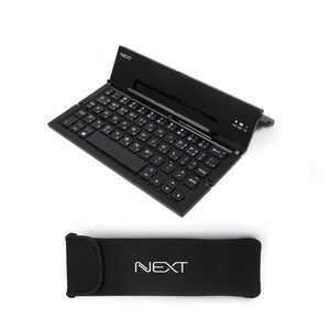 넥스트 4단 접이식 무선 블루투스 키보드 NEXT-K380BT + 키보드 파우치 NEXT-K381P, 블랙