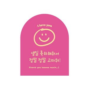 아치 스마일 생일 축하해줘서 고마워 스티커, 120개, 진핑크