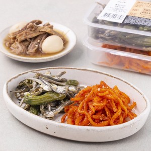 남도애꽃 혼밥반찬 꽈리고추 멸치볶음 100g + 진미채볶음 90g + 소고기 메추리알 장조림 150g 세트, 1세트