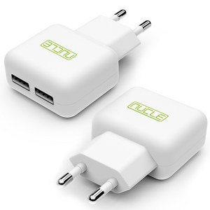 뉴클 2.1A USB 2포트 가정용 충전기, 화이트, 2개