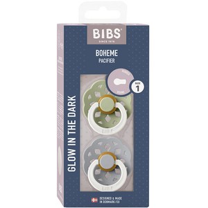 BIBS BOHEME 고무 쪽쪽이 기프트 2종 세트, 1단계(0~6개월), 세이지나이트, 클라우드나이트, 1세트