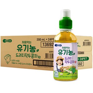 베베쿡 처음먹는 유기농 도라지 작두콩차, 혼합맛(도라지/작두콩), 200ml, 24개