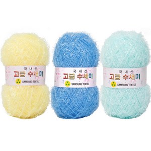 yana 고급 수세미 뜨개실 80g x 3종 + 도안 3종 세트, X3 블루레몬, 1개