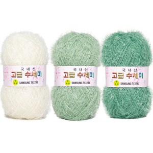 yarna 고급 수세미 뜨개실 80g x 3종 + 도안 3종 세트, X2 민트크림, 1개