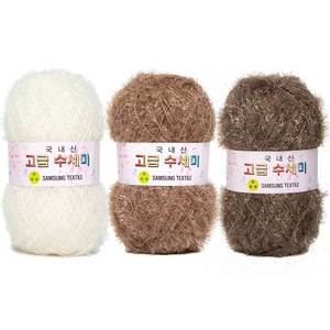 yana 고급 수세미 뜨개실 80g x 3종 + 도안 3종 세트, X4 모카라떼, 1개