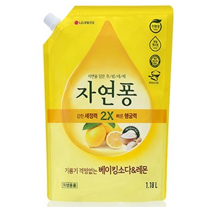 자연퐁 기름기 걱정없는 베이킹소다 앤 레몬 주방세제, 1.18L, 1개